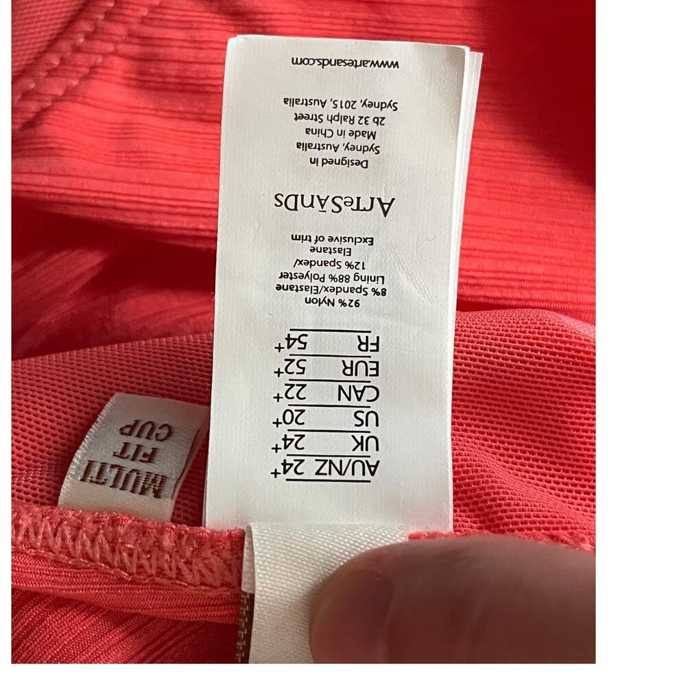 Artesands bathing suit Aria Botticelli one piece swim coral size 20 - Picture 7 of 9